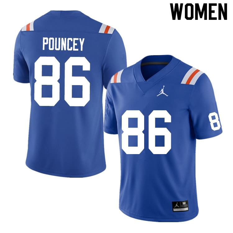 NCAA Florida Gators Jordan Pouncey Women's #86 Nike Blue Throwback Stitched Authentic College Football Jersey LZM6164WD